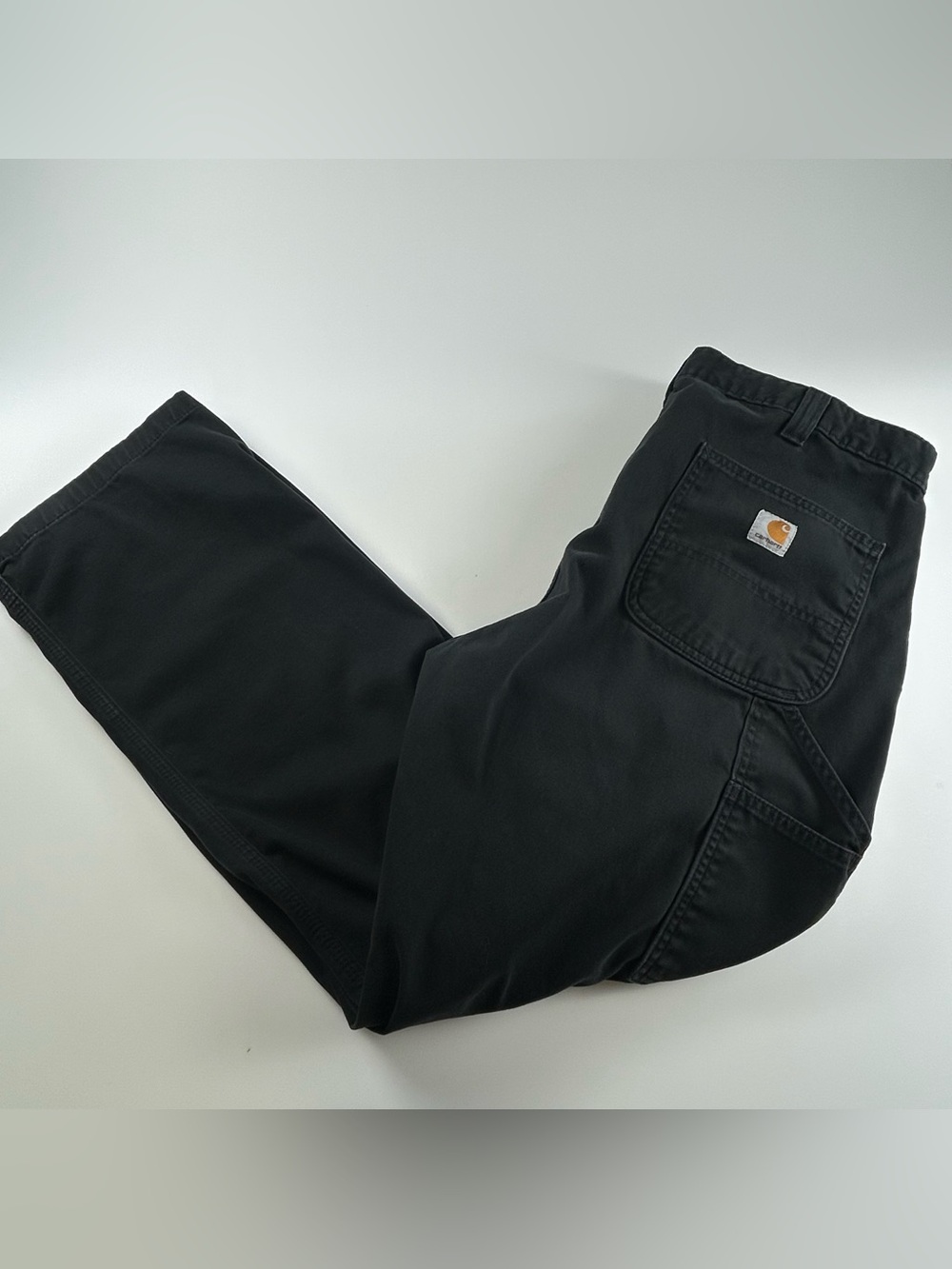 Carhartt Men’s SZ 38x30 Black Faded Carpenter Utility Cargo Work Pants Relaxed